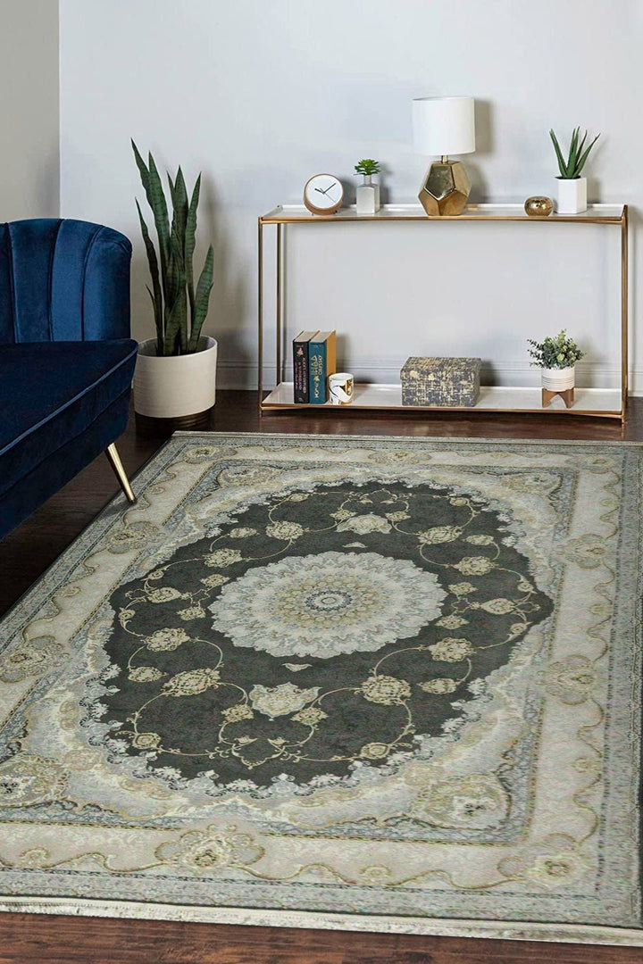Iranian Premium Quality Authentic 1500 Rug - 6.5 x 9.8 FT - Gray - Resilient Construction for Long-Lasting Use - V Surfaces