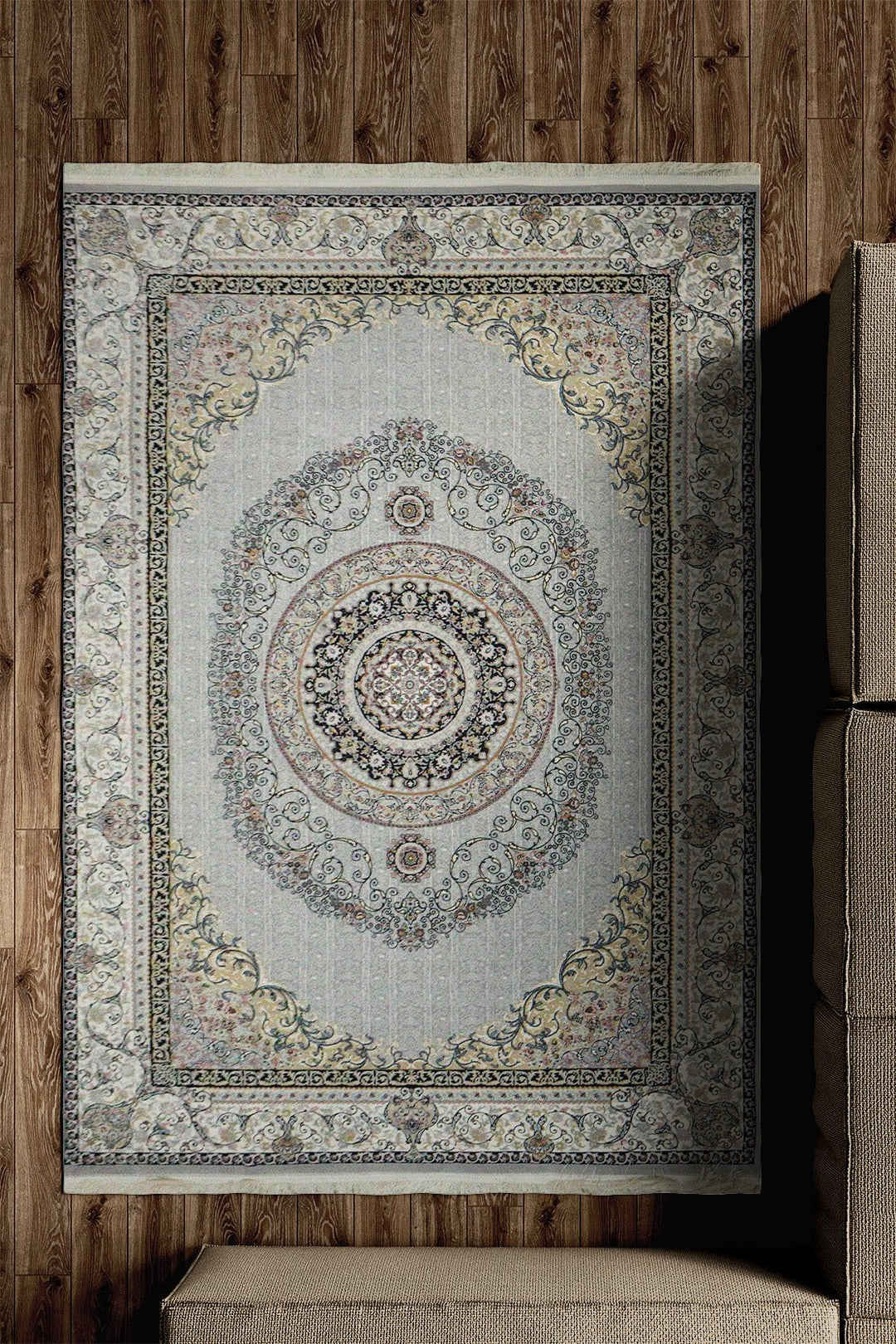 Iranian Premium Quality Hedyeh Collection (1000) Rug - 4.9 x 7.3 FT - Cream - Resilient Construction for Long-Lasting Use - V Surfaces