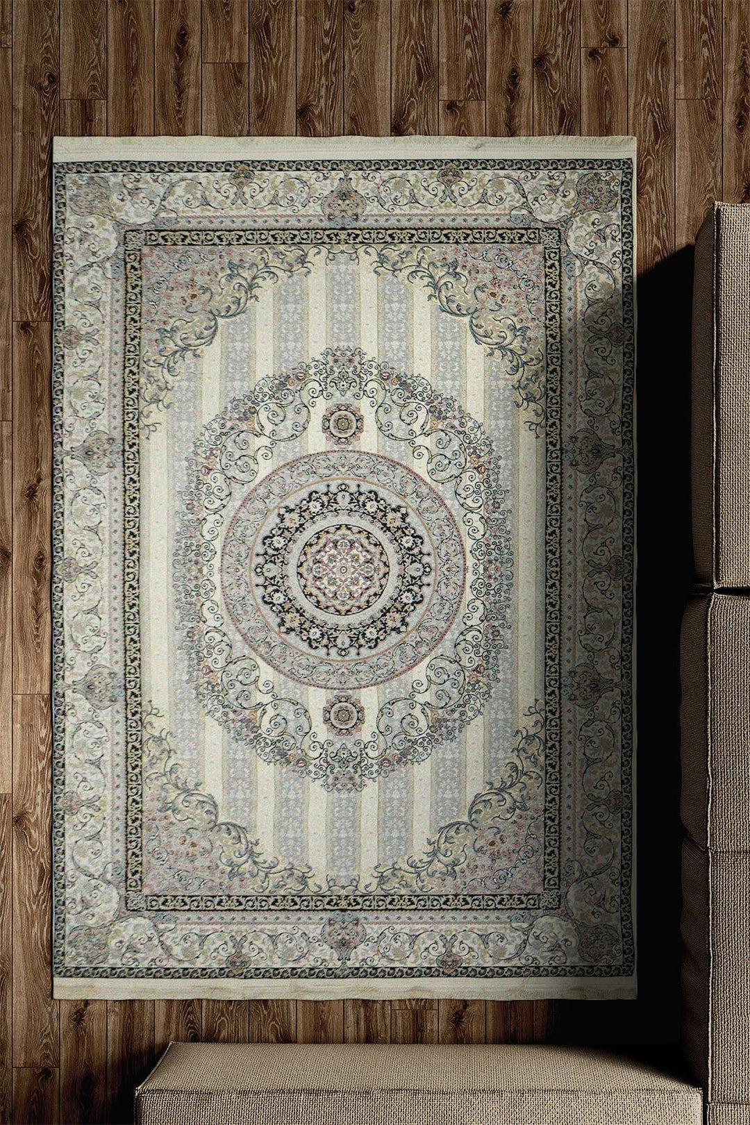 Iranian Premium Quality Hedyeh Collection (1000) Rug - 4.9 x 7.3 FT - Gray - Resilient Construction for Long-Lasting Use - V Surfaces