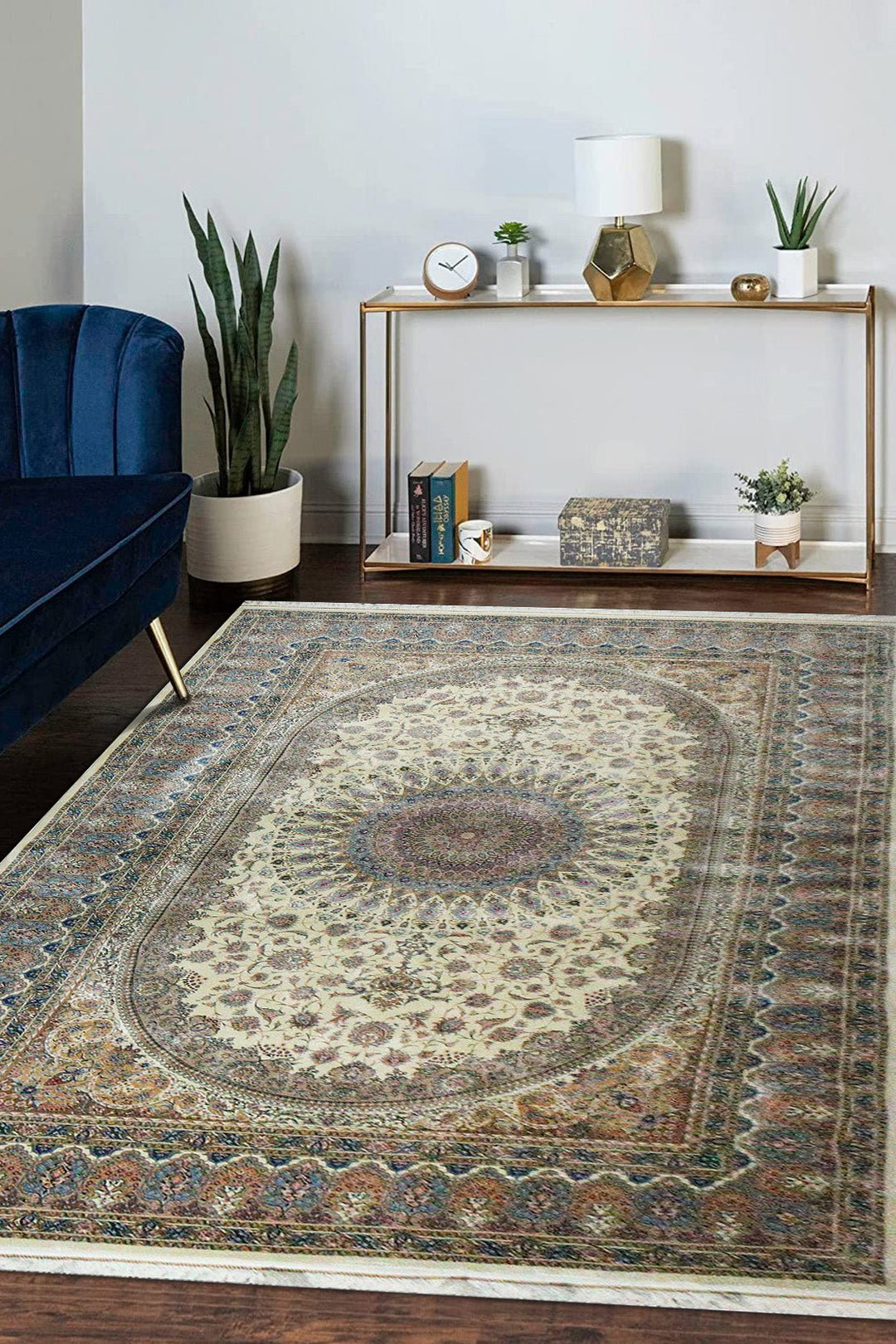 Iranian Premium Quality Silk 1500 Rug - 6.5 x 9.8 FT - Beige - Resilient Construction for Long-Lasting Use - V Surfaces