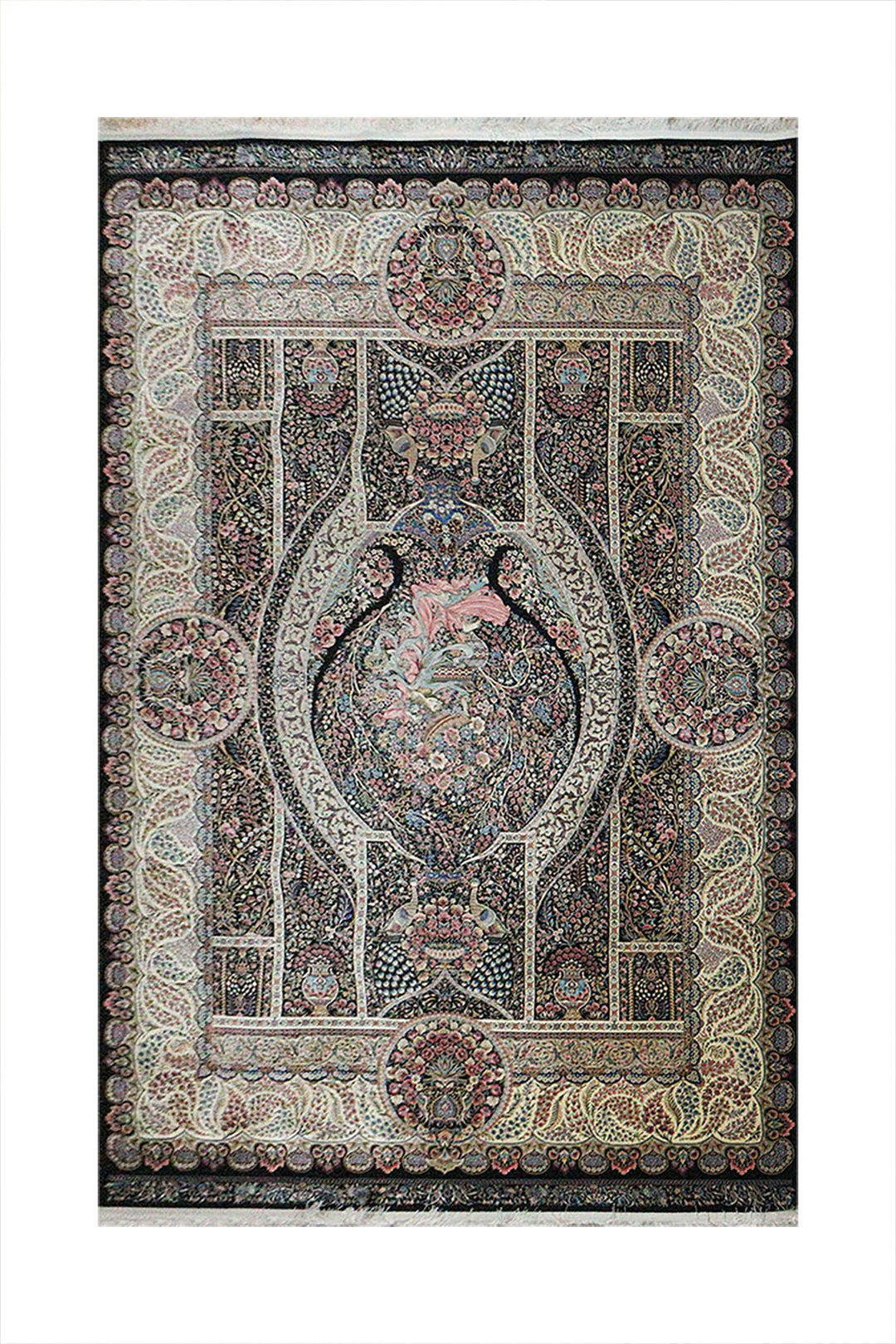 Iranian Premium Quality Silk 1500 Rug - 6.5 x 9.8 FT - Blue - Resilient Construction for Long-Lasting Use - V Surfaces