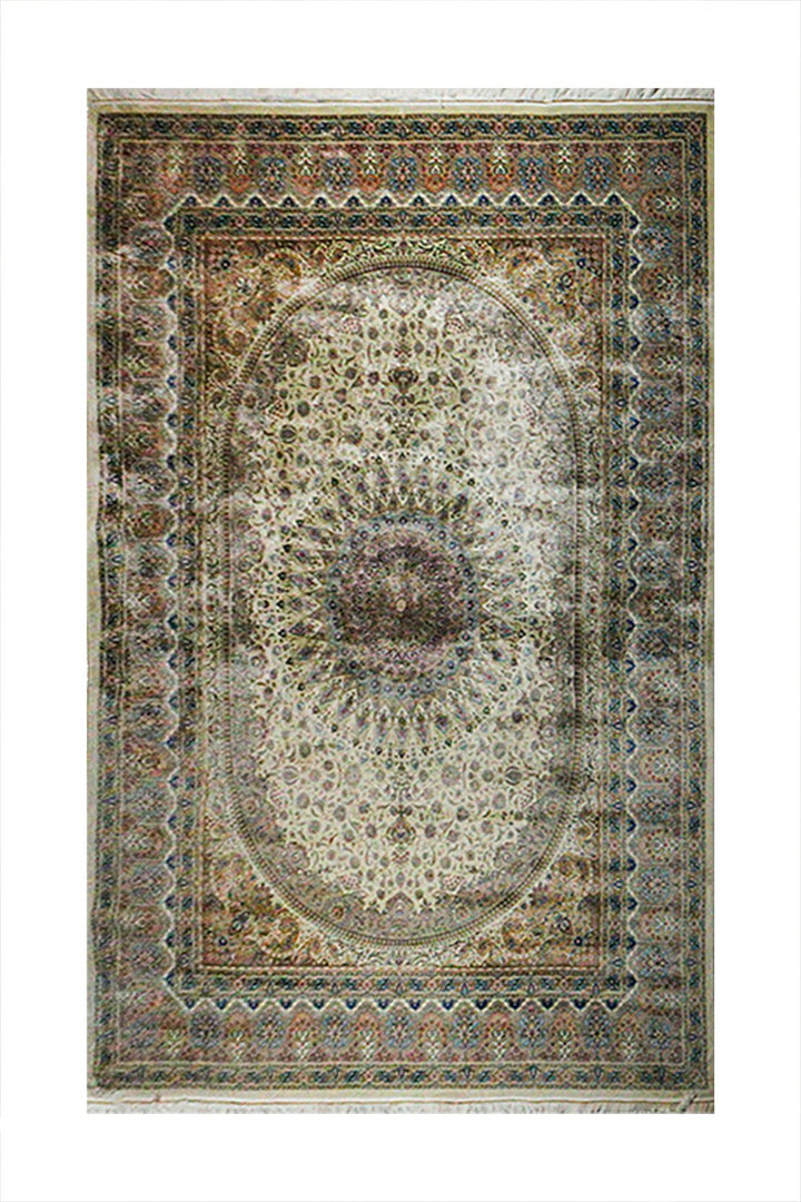 Iranian Premium Quality Silk 1500 Rug - 9.8 x 13.1 FT - Cream - Resilient Construction for Long-Lasting Use - V Surfaces