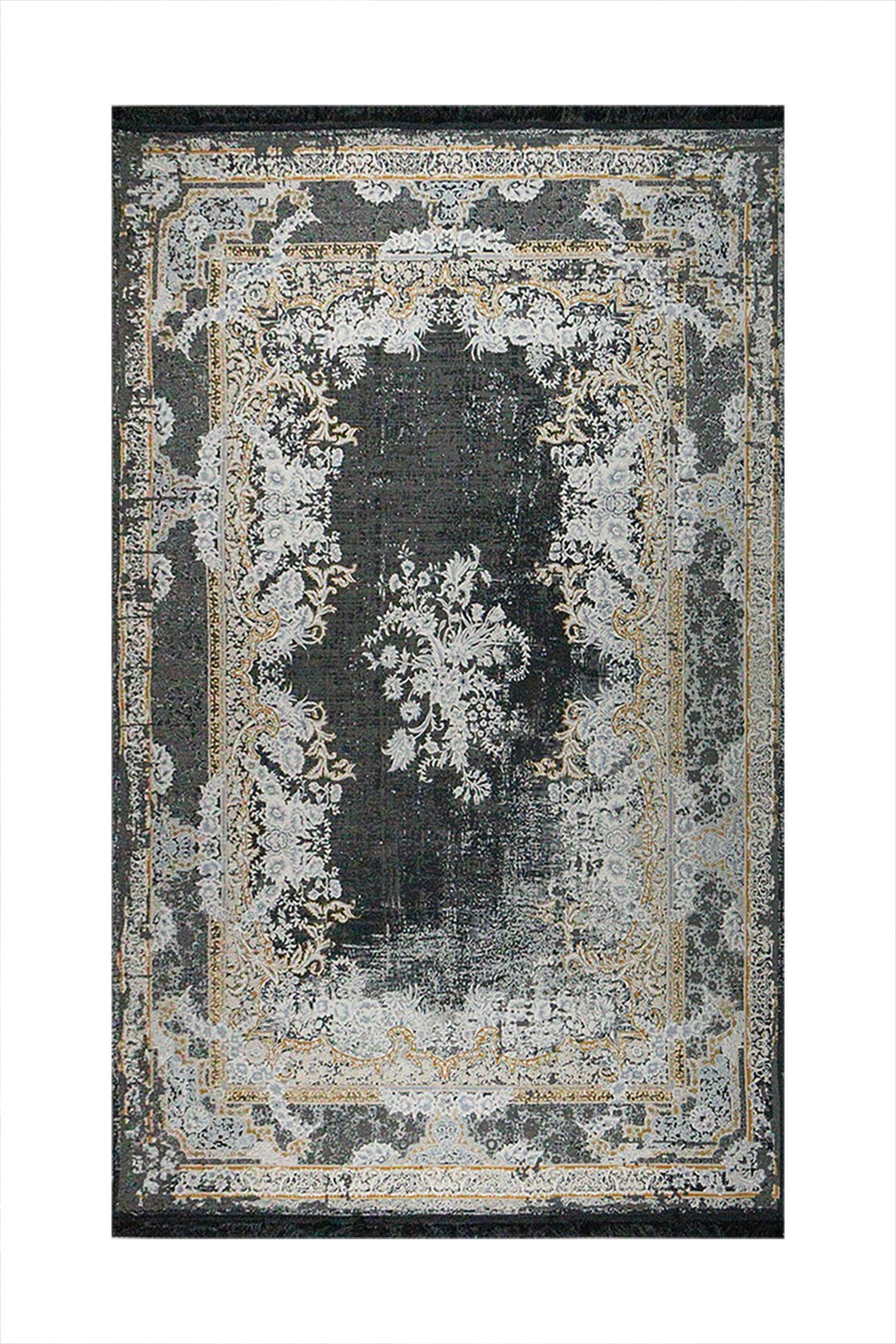 Irianian Premium Authentic Vintage Rug - Black - 6.5 x 9.8 FT-Superior Comfort Elegant and Luxury Style Accent - V Surfaces