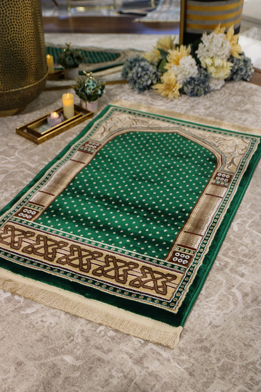 Ishraq Janamaz Green and Beige - V Surfaces