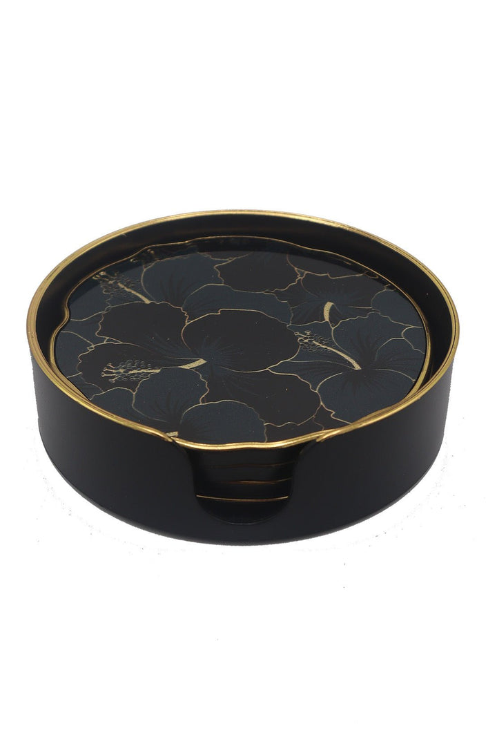 Italian Tea Coaster Set Round Black - V Surfaces