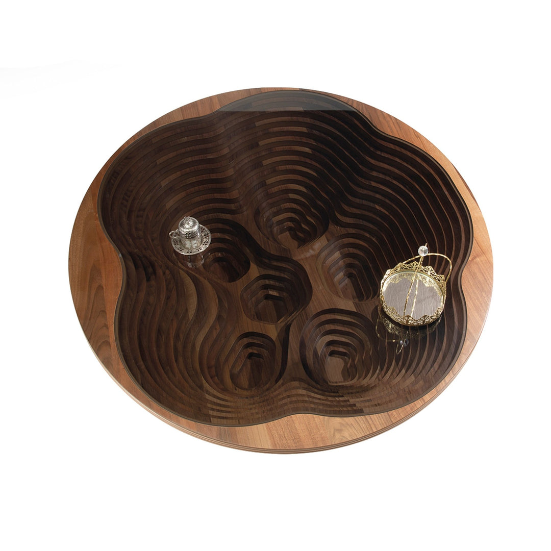 Kanyon Model - Turkish Natural Walnut Coated Center Table, Wooden Rustic, Room Furniture - V Surfaces