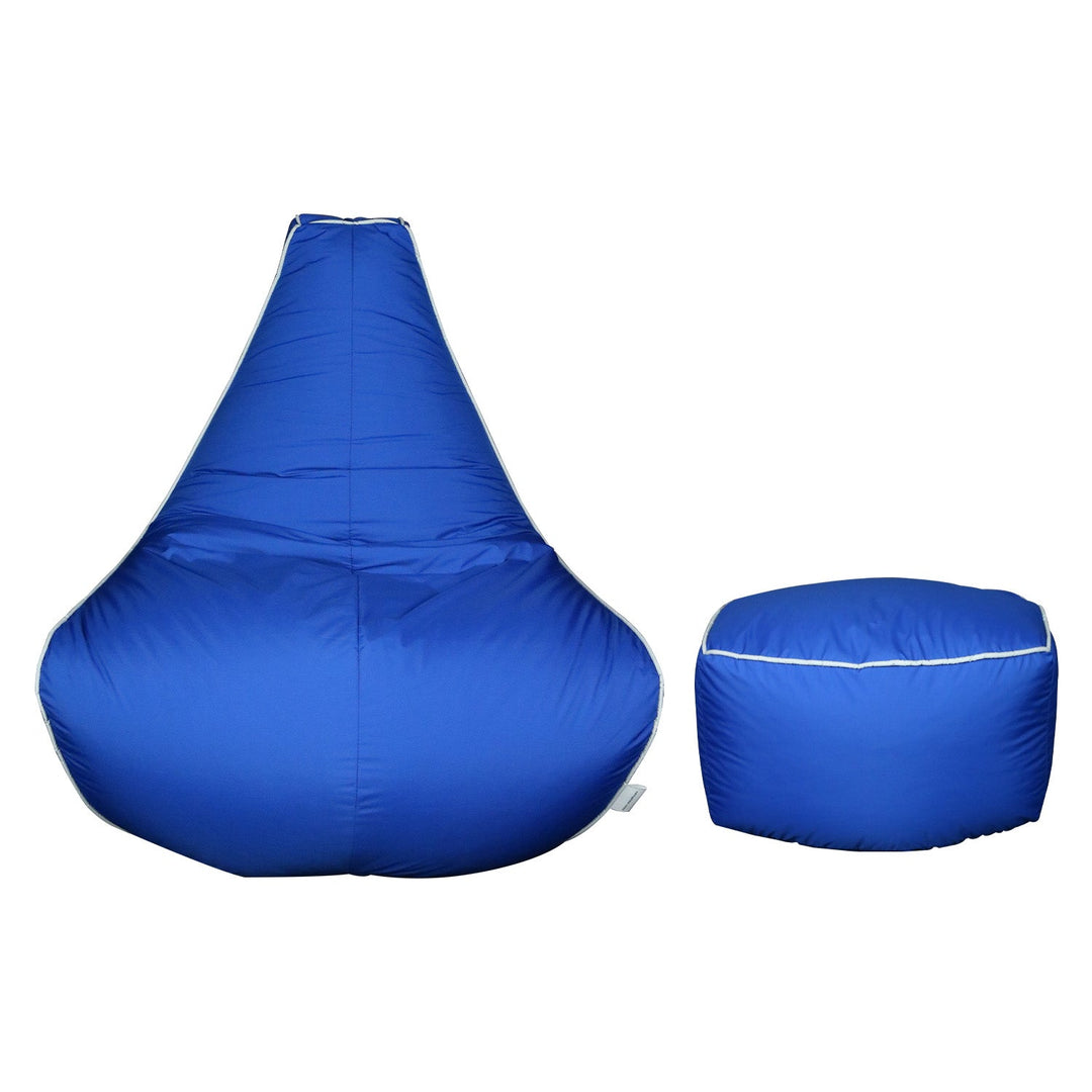 Pearl Set Bean Bag Chair with Foot Stool, Blue - V Surfaces