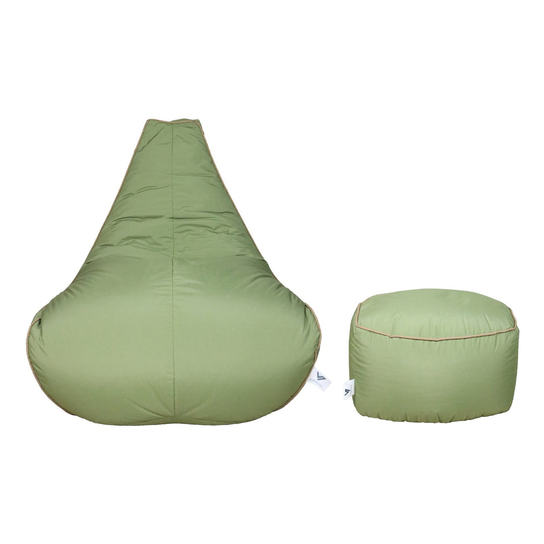 Pearl Set Bean Bag Chair with Foot Stool, L. Green - V Surfaces