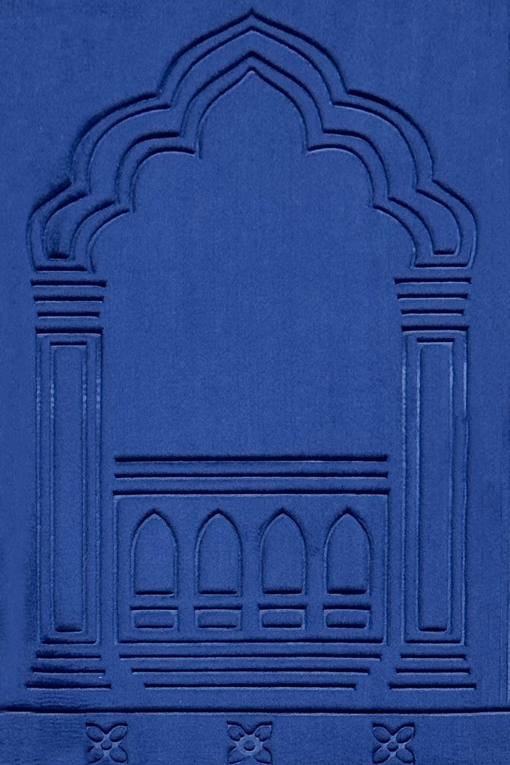 Premium Memory Foam Janamaz blue - Islamic Prayer Mat - Very Thick, Padded, Non-Slip - V Surfaces