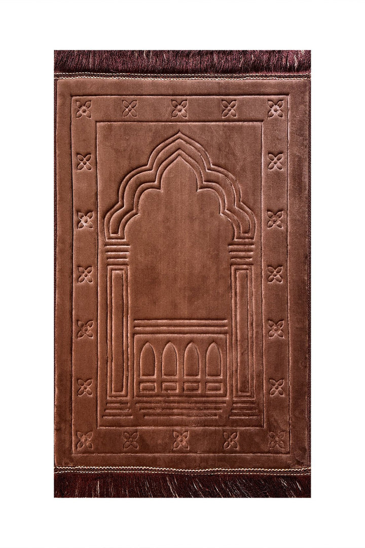 Premium Memory Foam Janamaz brown - Islamic Prayer Mat - Very Thick, Padded, Non-Slip - V Surfaces