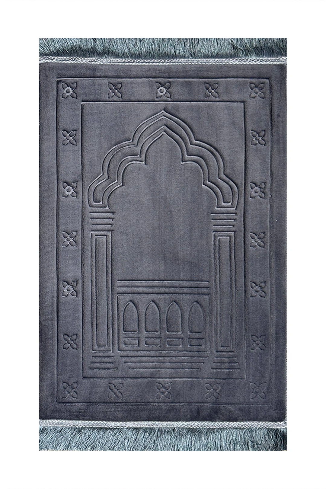 Premium Memory Foam Janamaz Gray - Islamic Prayer Mat - Very Thick, Padded, Non-Slip - V Surfaces