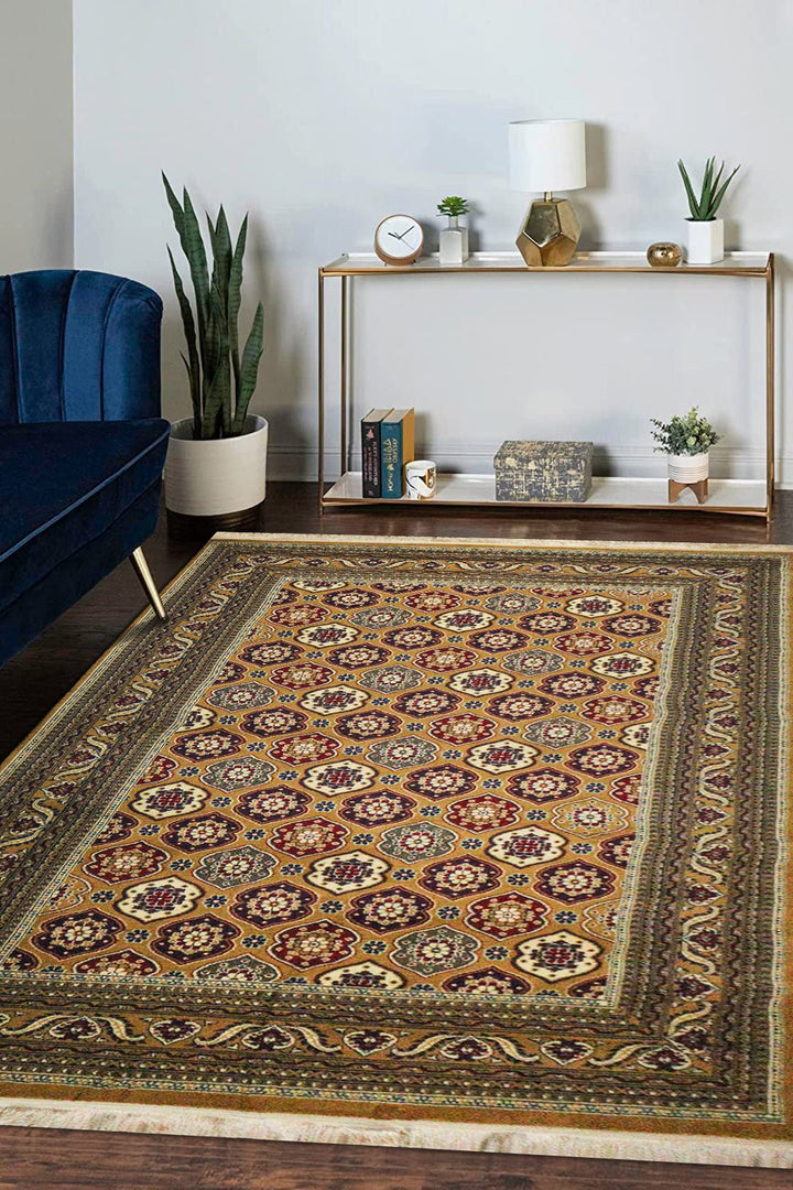 Premium Quality Afghan (Acrylic) - Yellow - 6.5 x 9.5 FT - Resilient Construction for Long-Lasting Use - V Surfaces