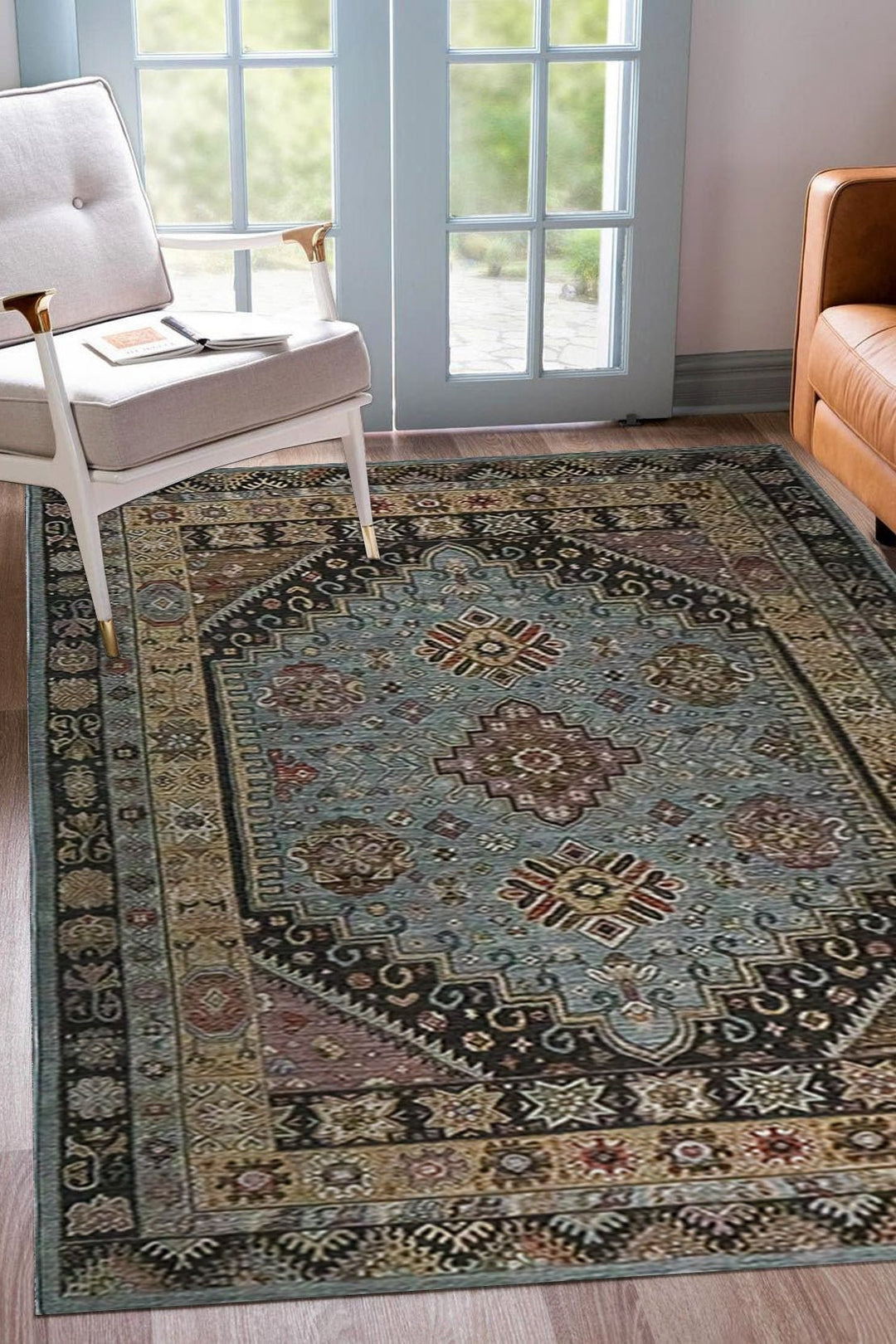 Premium Quality Turkish Antia Rug - 6.56 x 9.84 FT - Blue - Resilient Construction for Long-Lasting Use - V Surfaces