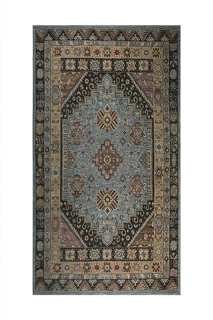 Premium Quality Turkish Antia Rug - 6.56 x 9.84 FT - Blue - Resilient Construction for Long-Lasting Use - V Surfaces