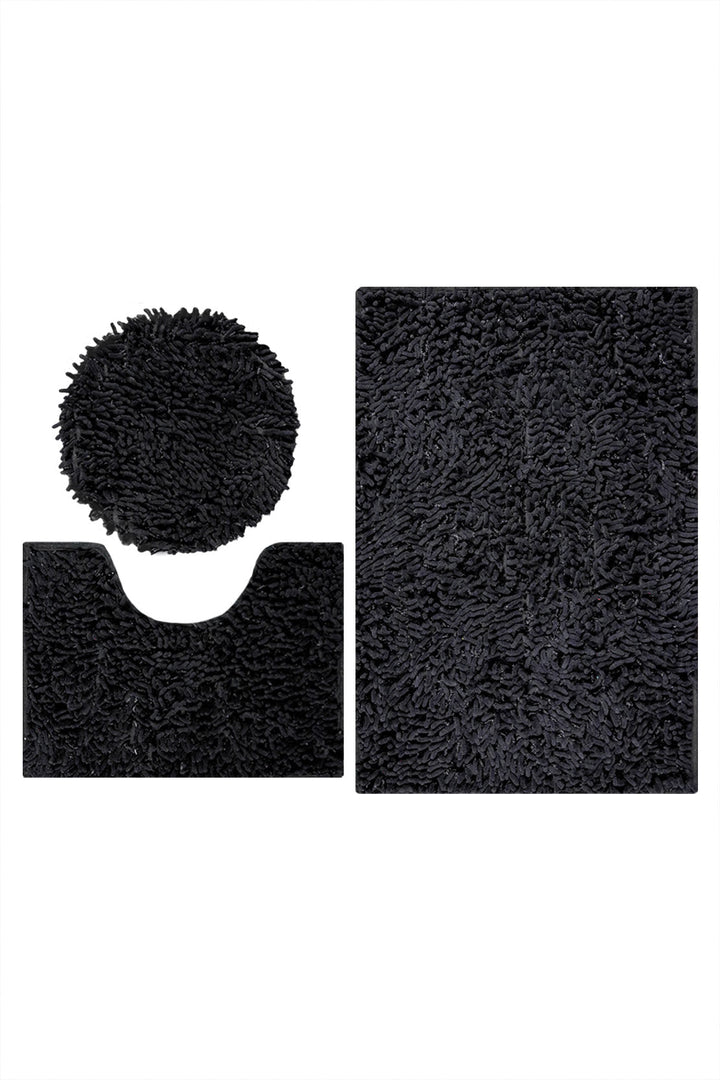 Set of Fabric Bath Mat, Black - V Surfaces