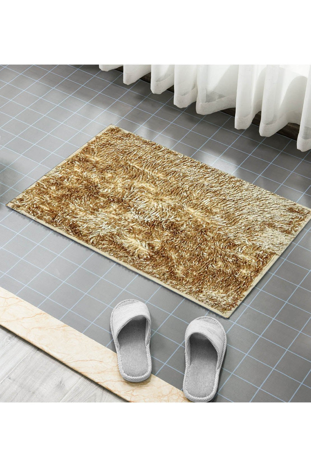 Shiny Micro Fiber Bath Mat, Beige - V Surfaces