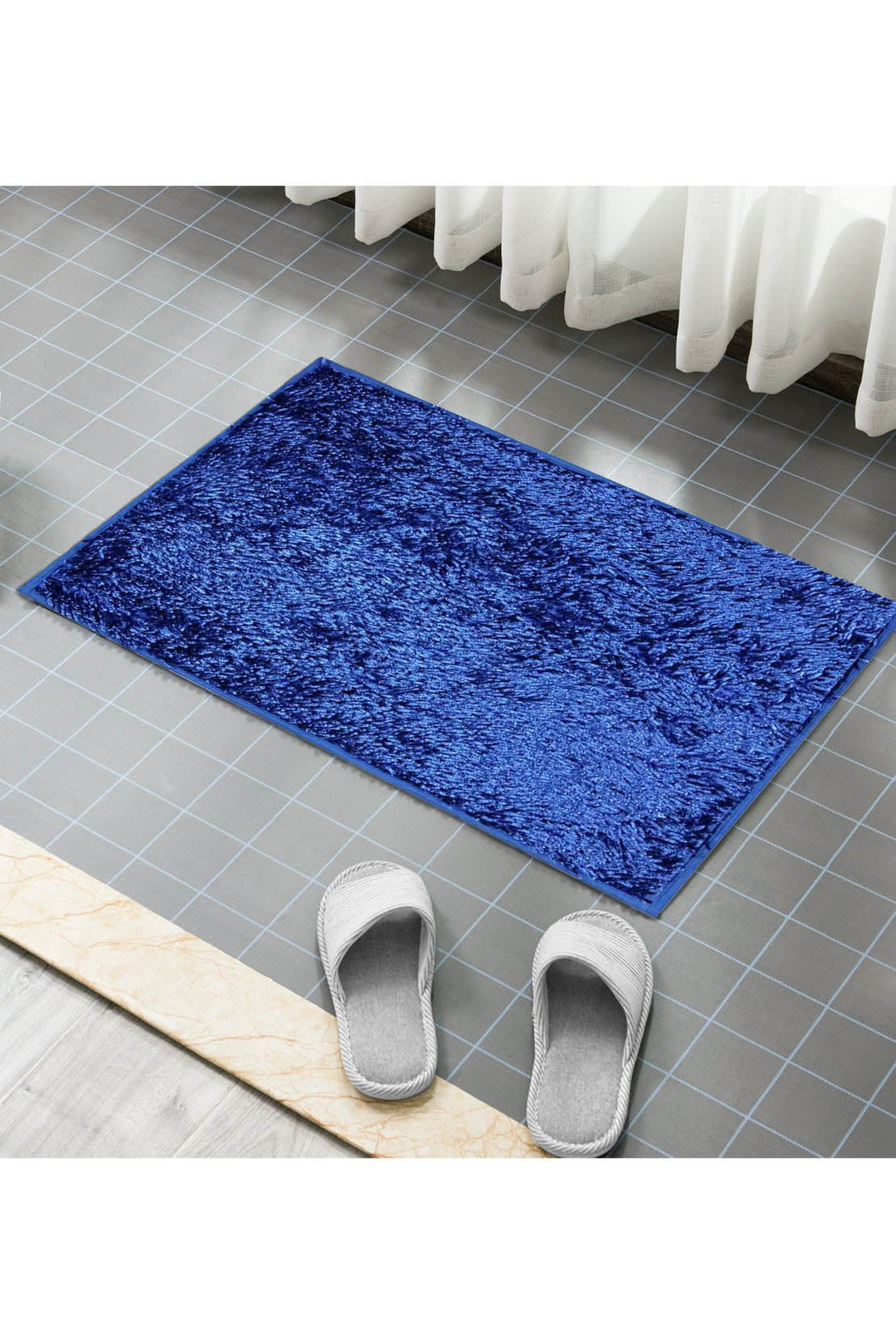 Shiny Micro Fiber Bath Mat, Blue - V Surfaces