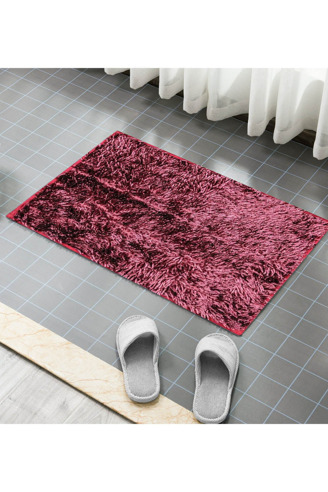 Shiny Micro Fiber Bath Mat, Maroon - V Surfaces