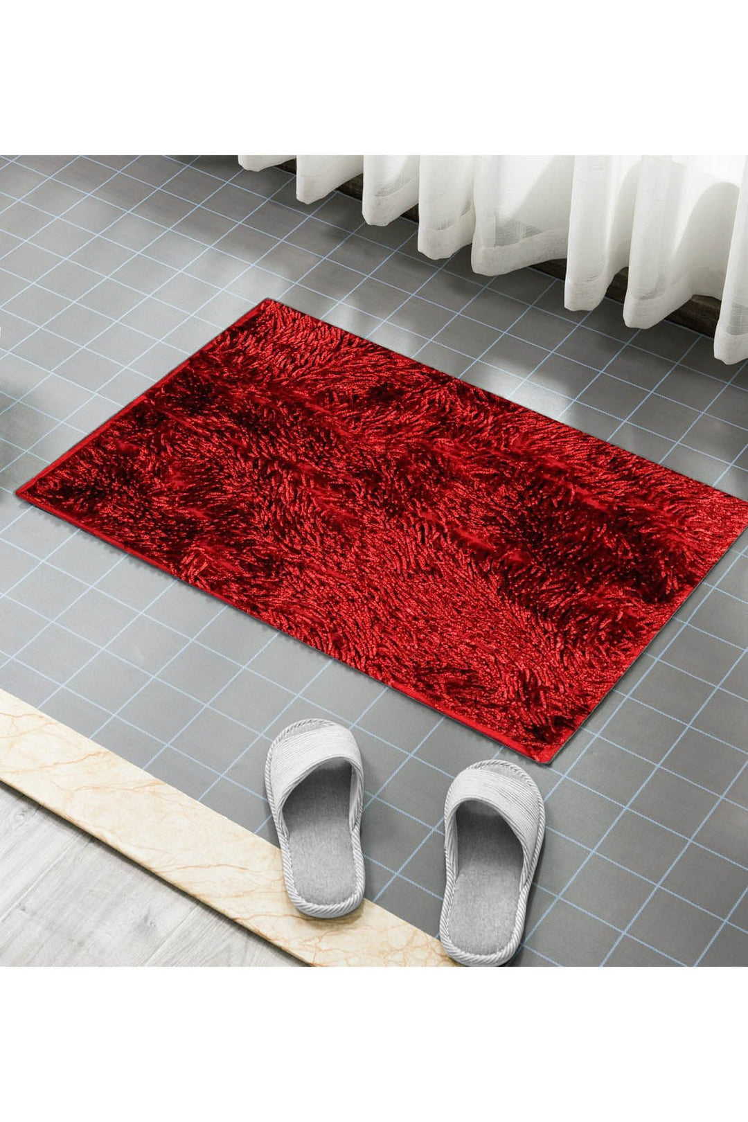 Shiny Micro Fiber Bath Mat, Red - V Surfaces