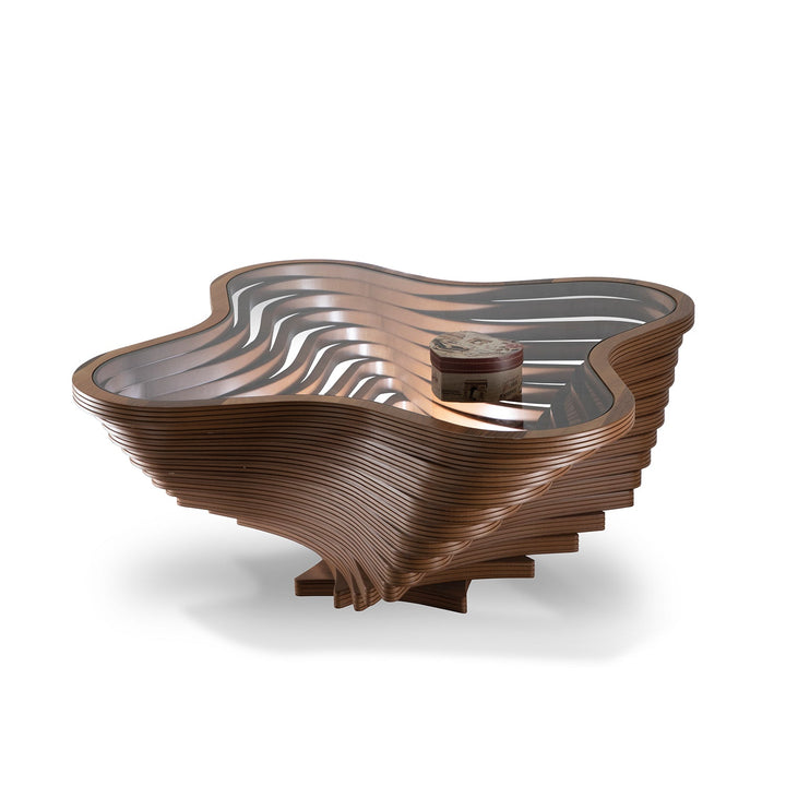 Suzan Model, Turkish Natural Walnut Coated Center Table, Wooden Rustic, Room Furniture - V Surfaces