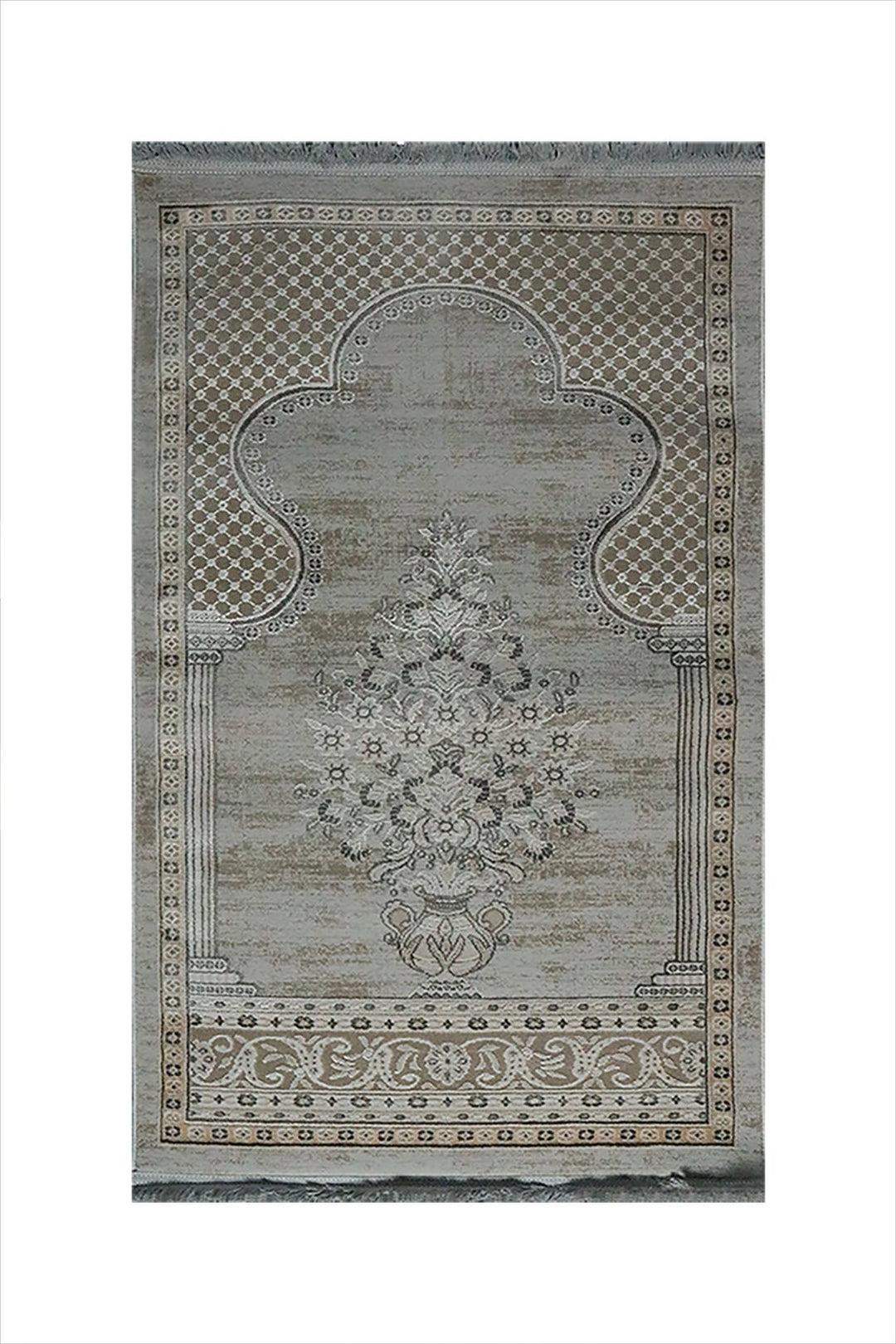 Turkish Bamboo Sajjadeh Janamaz - 2.6 x 3.9 FT - Beige - V Surfaces