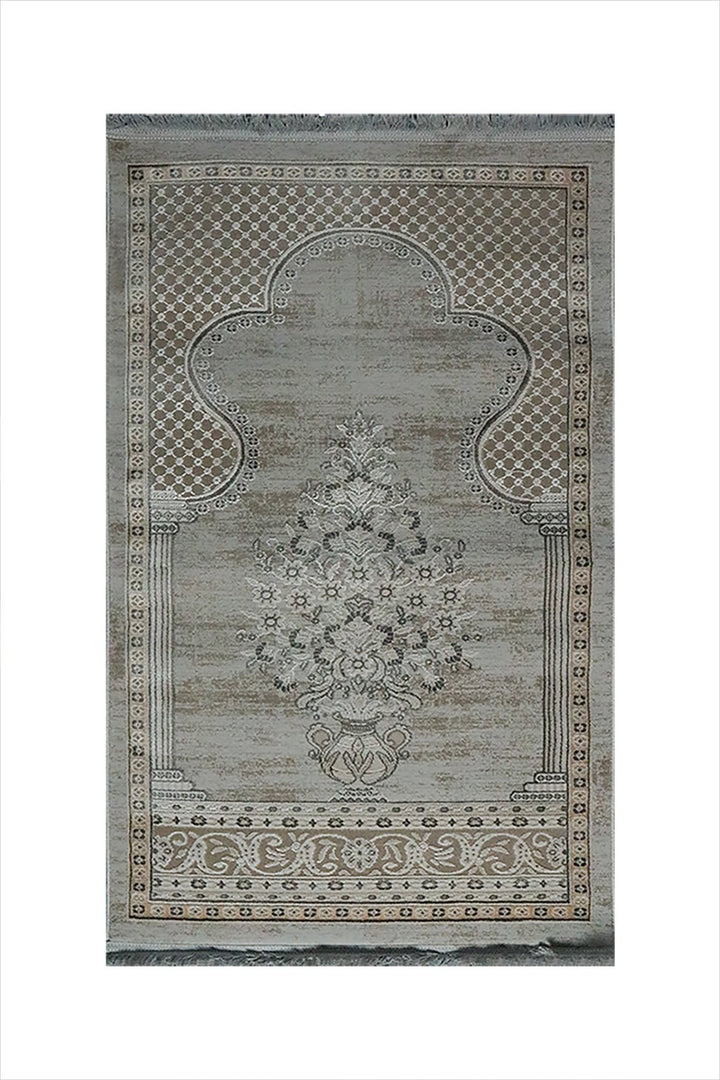 Turkish Bamboo Sajjadeh Janamaz - 2.6 x 3.9 FT - Beige - V Surfaces