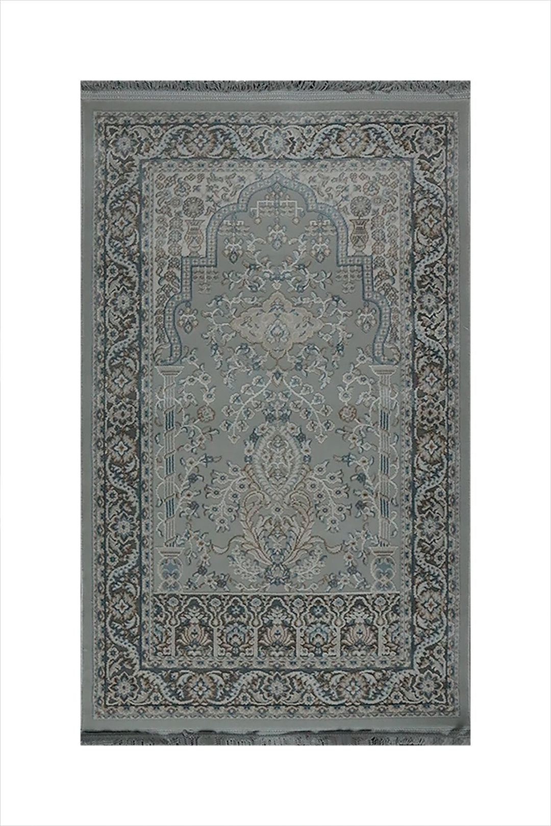 Turkish Bamboo Sajjadeh Janamaz - 2.6 x 3.9 FT - Gray - V Surfaces