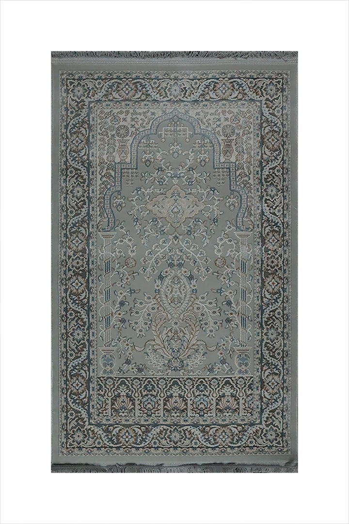 Turkish Bamboo Sajjadeh Janamaz - 2.6 x 3.9 FT - Gray - V Surfaces