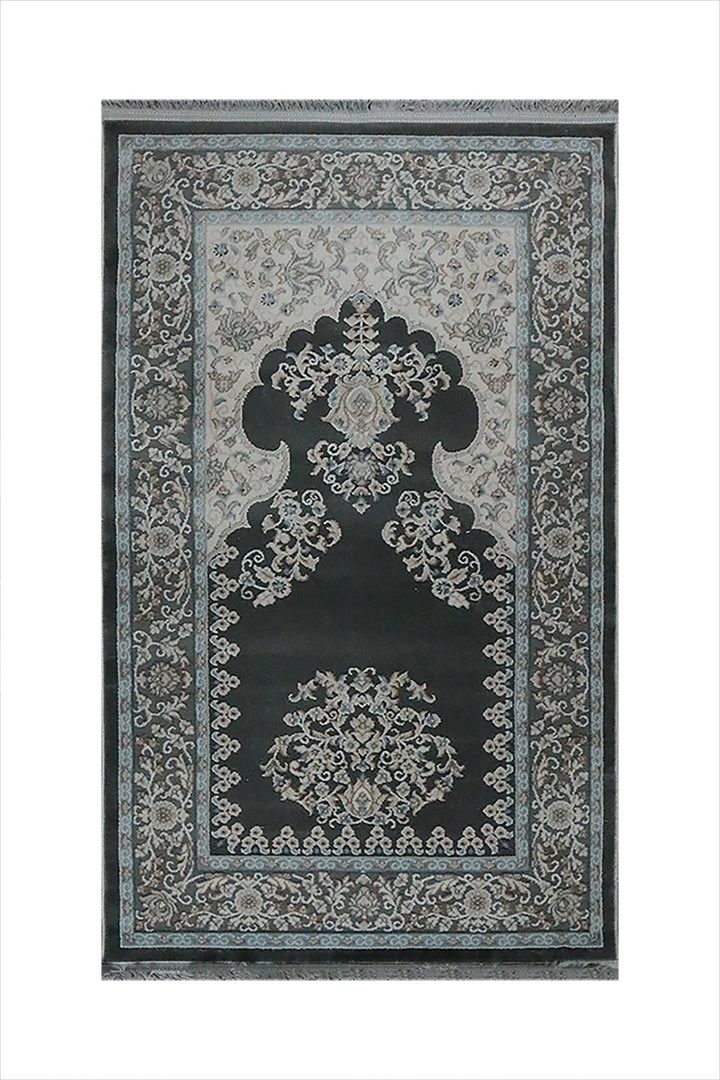 Turkish Bamboo Sajjadeh Janamaz - 2.6 x 3.9 FT - Gray - V Surfaces