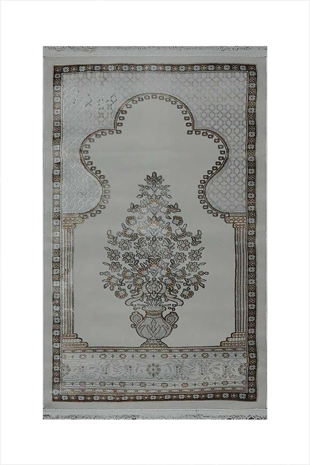 Turkish Bamboo Sajjadeh Janamaz - 2.6 x 3.9 FT - Gray - V Surfaces