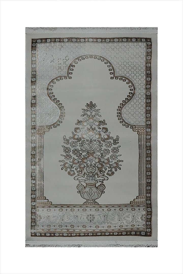 Turkish Bamboo Sajjadeh Janamaz - 2.6 x 3.9 FT - Gray - V Surfaces