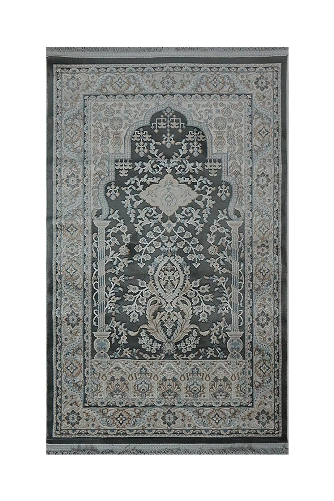 Turkish Bamboo Sajjadeh Janamaz - 2.6 x 3.9 FT - Gray - V Surfaces