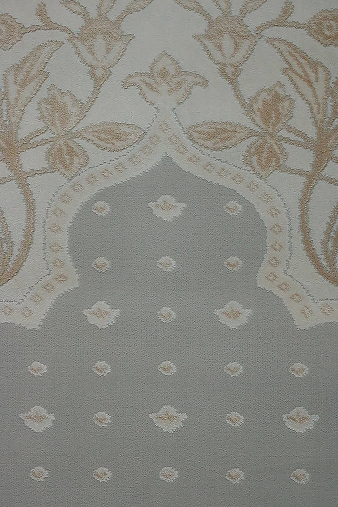 Turkish Bamboo Sajjadeh Janamaz - 2.6 x 3.9 FT - Gray and Beige - V Surfaces