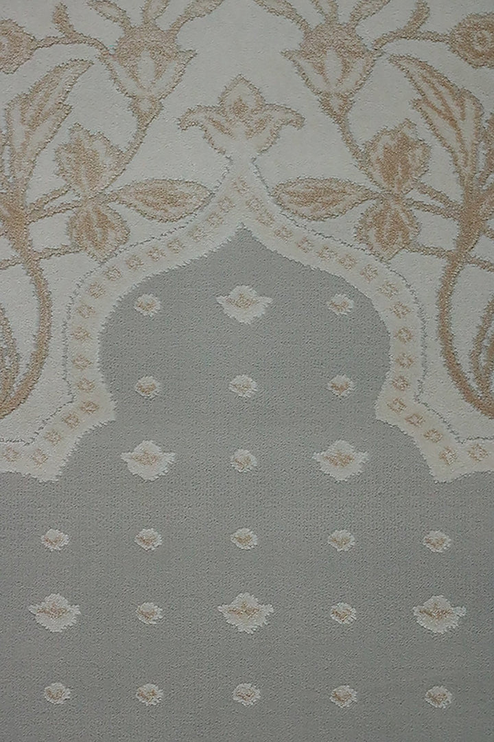 Turkish Bamboo Sajjadeh Janamaz - 2.6 x 3.9 FT - Gray and Beige - V Surfaces