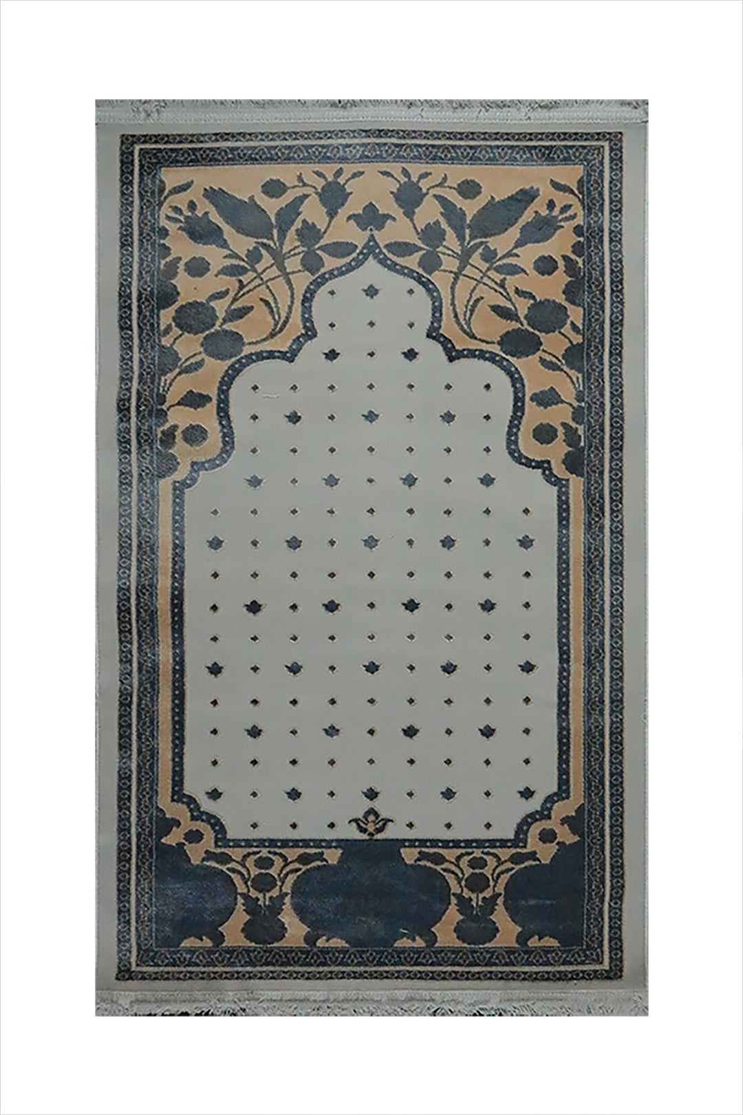 Turkish Bamboo Sajjadeh Janamaz - 2.6 x 3.9 FT - Gray and Yellow - V Surfaces