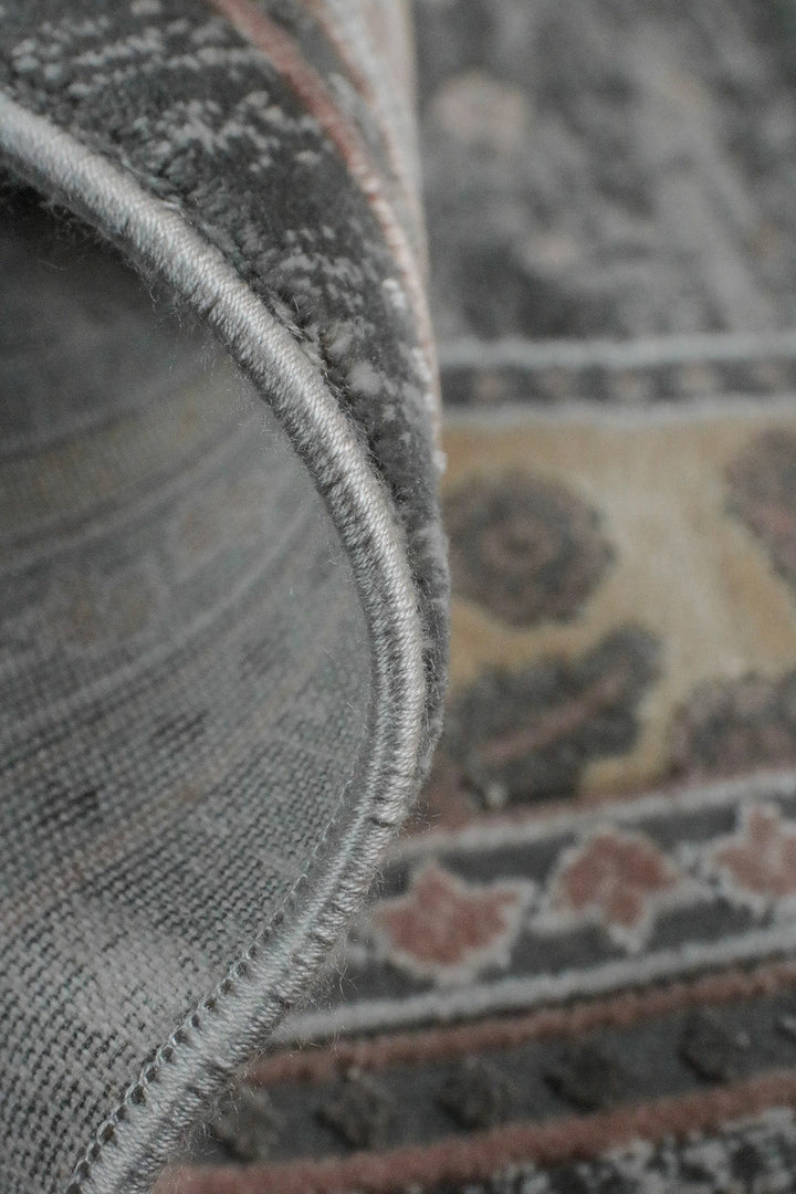 Turkish Bamboo Sajjadeh Janamaz - 2.6 x 3.9 FT - Gray and Yellow - V Surfaces