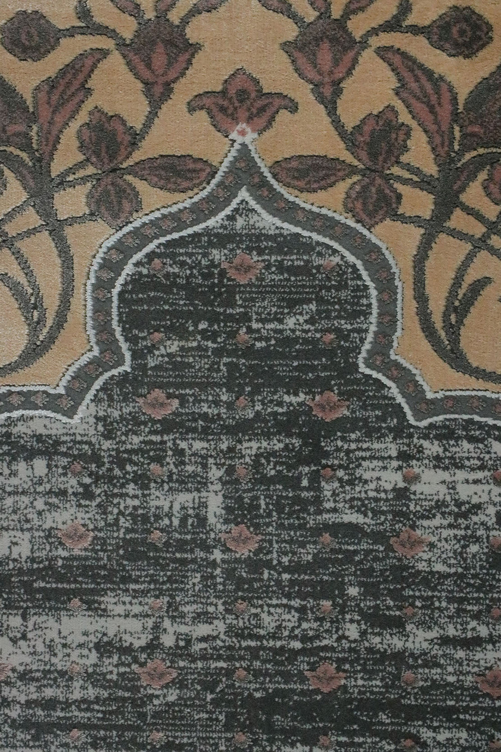 Turkish Bamboo Sajjadeh Janamaz - 2.6 x 3.9 FT - Gray and Yellow - V Surfaces
