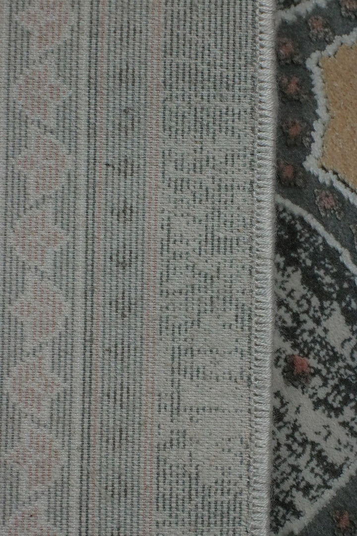 Turkish Bamboo Sajjadeh Janamaz - 2.6 x 3.9 FT - Gray and Yellow - V Surfaces