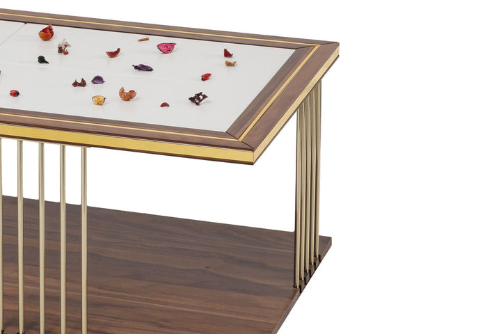 Turkish Gold Center Table - MDF Paint - Metal Plated Legs - Cream - V Surfaces