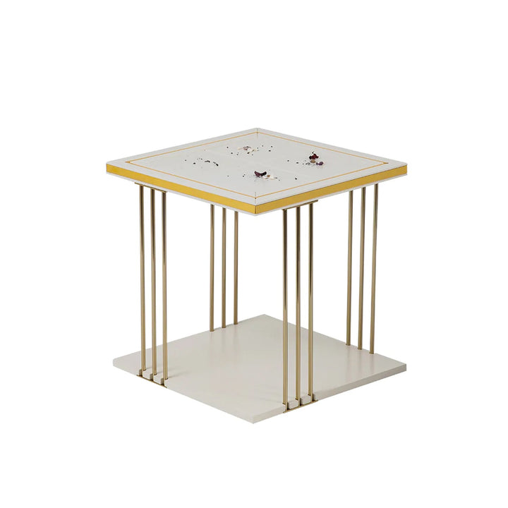 Turkish Gold Side Table - MDF Paint - Metal Plated Legs - Cream - V Surfaces