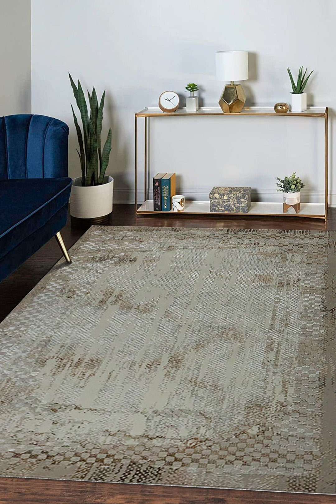 Turkish Modern Diamond Rug - Beige - 4.9 x 7.3 FT - Superior Comfort, Modern Style Accent Rugs - V Surfaces