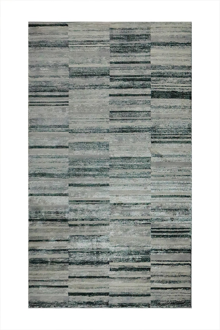 Turkish Modern Diamond Rug - Green and Gray - 4.9 x 7.3 FT - Superior Comfort, Modern Style Accent Rugs - V Surfaces