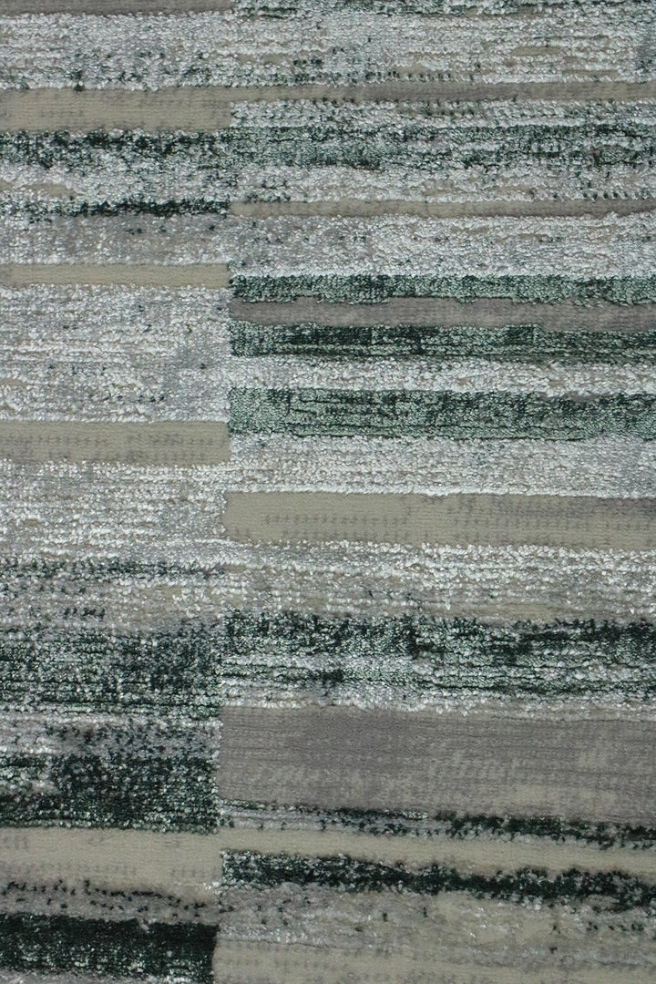 Turkish Modern Diamond Rug - Green and Gray - 4.9 x 7.3 FT - Superior Comfort, Modern Style Accent Rugs - V Surfaces