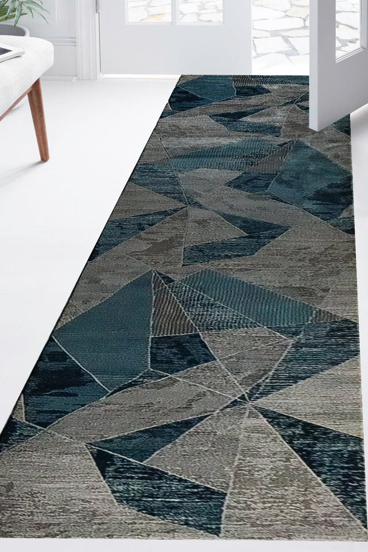 Turkish Modern Festival 1 Rug - 3.28 x 13.1 FT - Gray and Blue - Superior Comfort, Modern Style Accent Rugs - V Surfaces