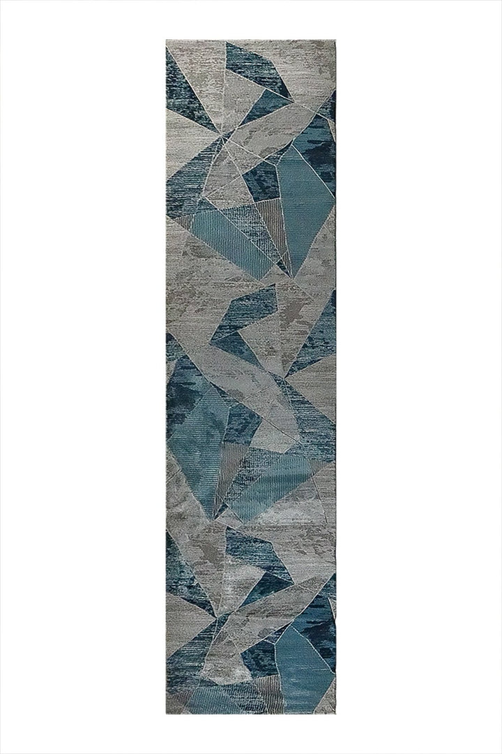 Turkish Modern Festival 1 Rug - 3.28 x 13.1 FT - Gray and Blue - Superior Comfort, Modern Style Accent Rugs - V Surfaces