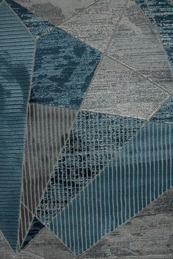 Turkish Modern Festival 1 Rug - 3.28 x 13.1 FT - Gray and Blue - Superior Comfort, Modern Style Accent Rugs - V Surfaces