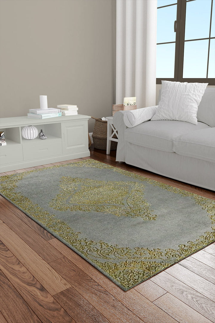 Turkish Modern Festival 1 Rug - 3.28 x 6.56 FT - Gray and Golden - Superior Comfort, Modern Style Accent Rugs - V Surfaces