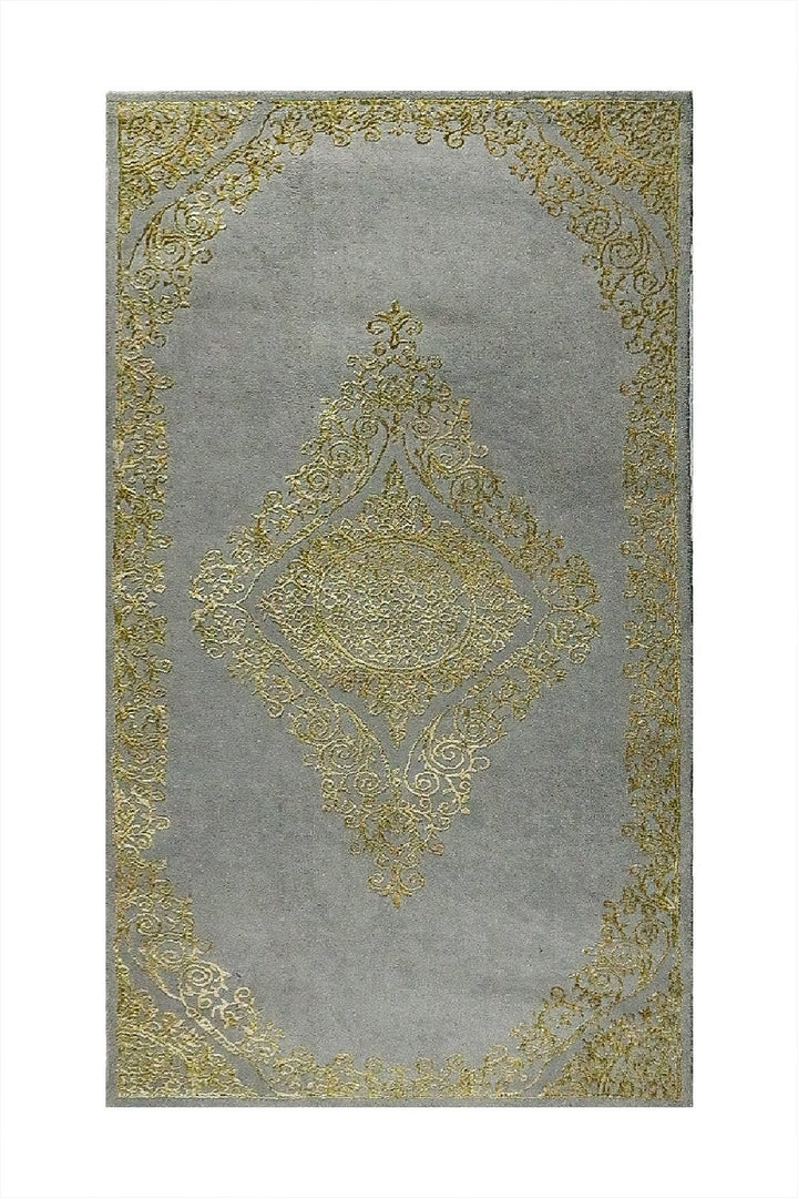 Turkish Modern Festival 1 Rug - 3.28 x 6.56 FT - Gray and Golden - Superior Comfort, Modern Style Accent Rugs - V Surfaces