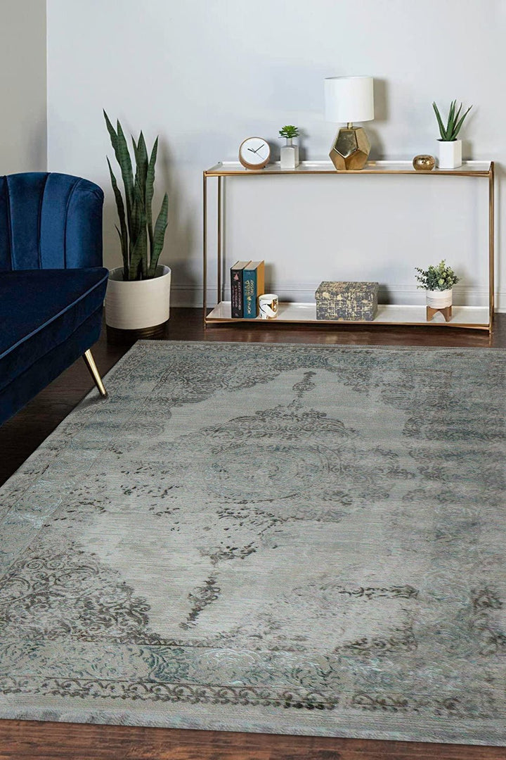 Turkish Modern Festival 1 Rug - 6.5 x 9.5 FT - Blue and Gray - Sleek and Minimalist for Chic Interiors - V Surfaces