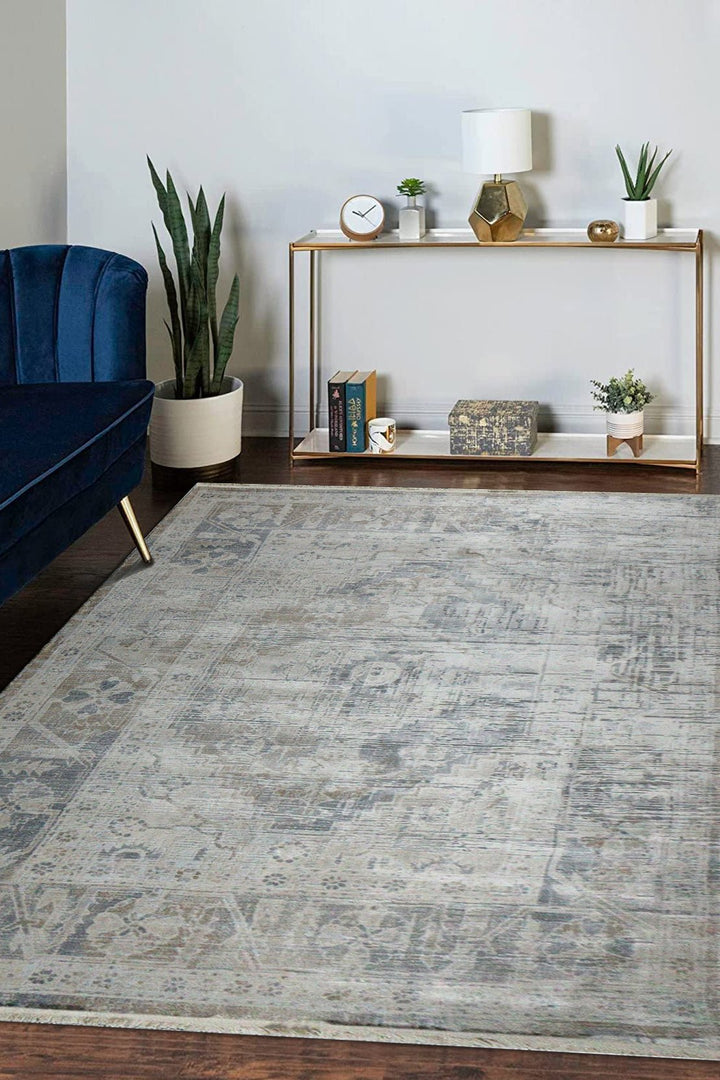 Turkish Modern Festival-1 Rug - Gray - 6.5 x 9.5 FT - Sleek and Minimalist for Chic Interiors - V Surfaces